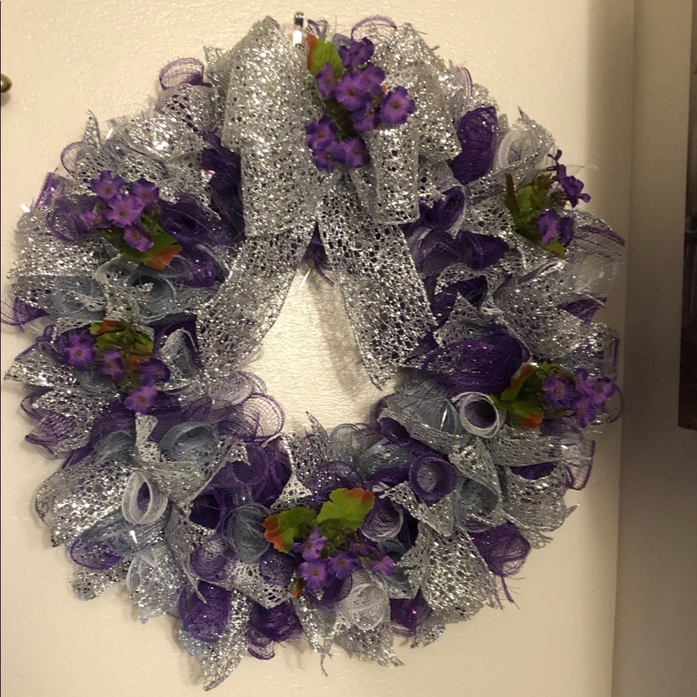 Wreath purple and silver sparkle